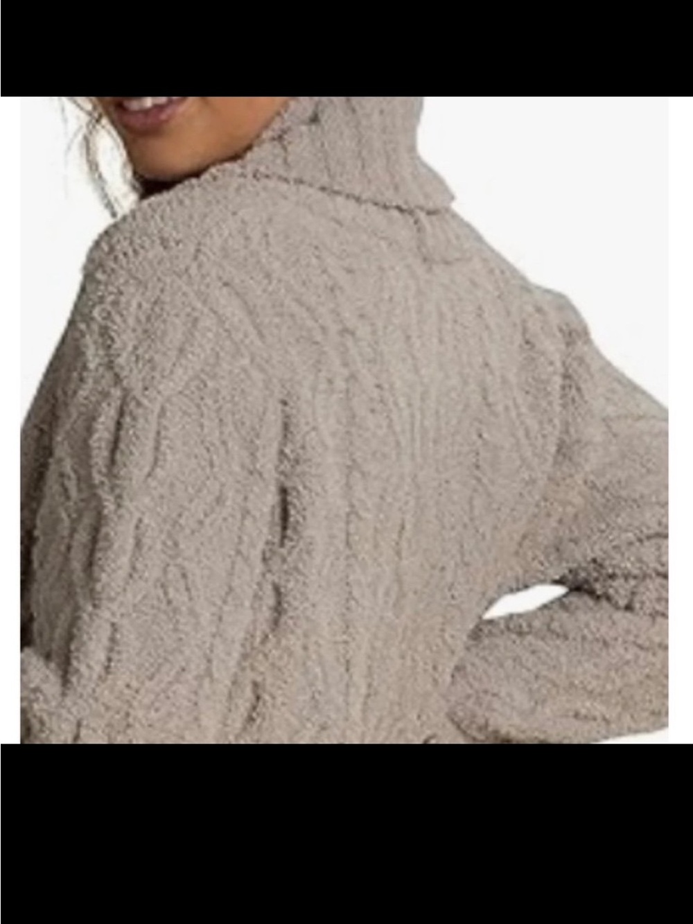 Barefoot Dreams CozyChic Cable Knit Cardigan Jacket Open Front Taupe Medium - Picture 4 of 12